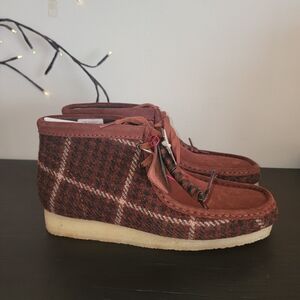 Clarks Original Wallabee Harris Tweed  Rust Combo Boot